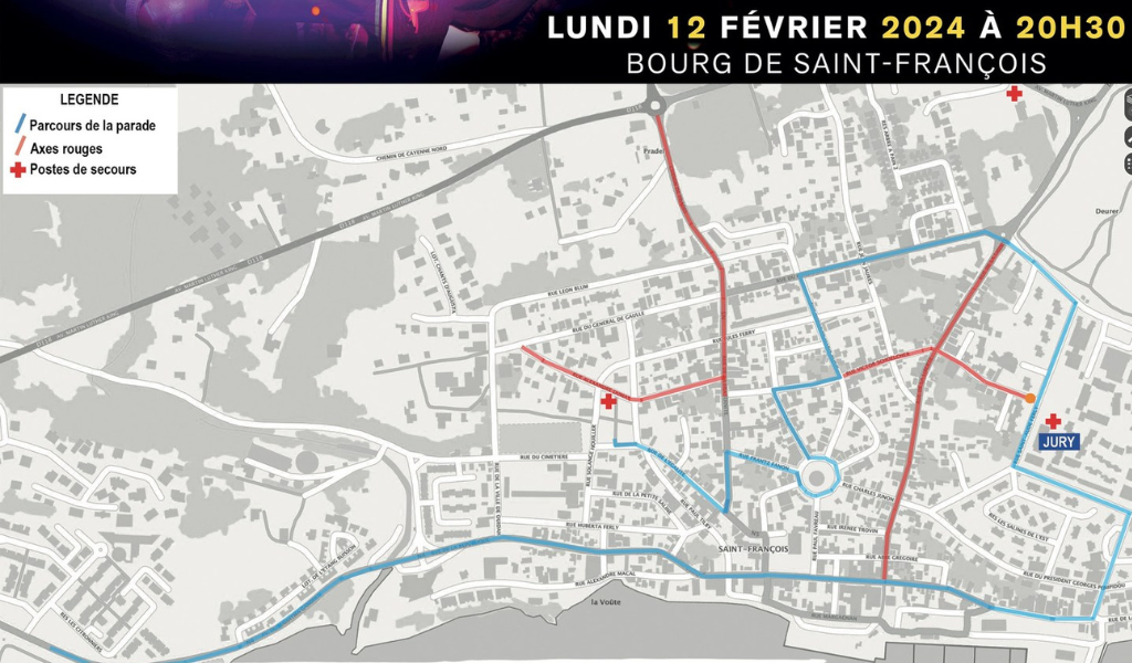 Circuit de la parade nocturne du lundi gras de Saint-François