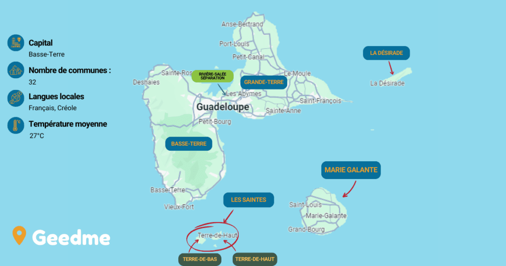 Plan de la Guadeloupe pour le meilleur guide pour préparer son voyage en Guadeloupe