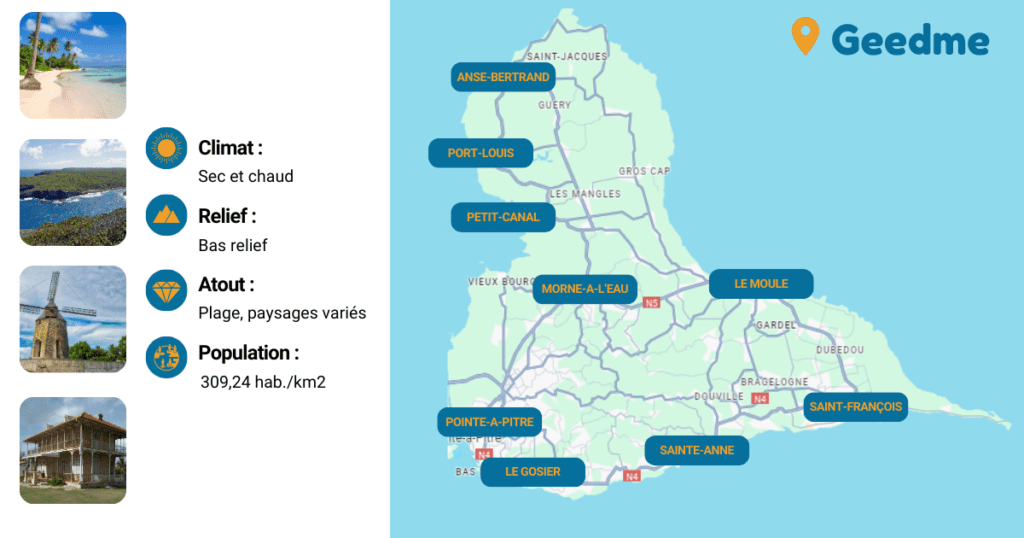 Plan de la Grande-terre en Guadeloupe