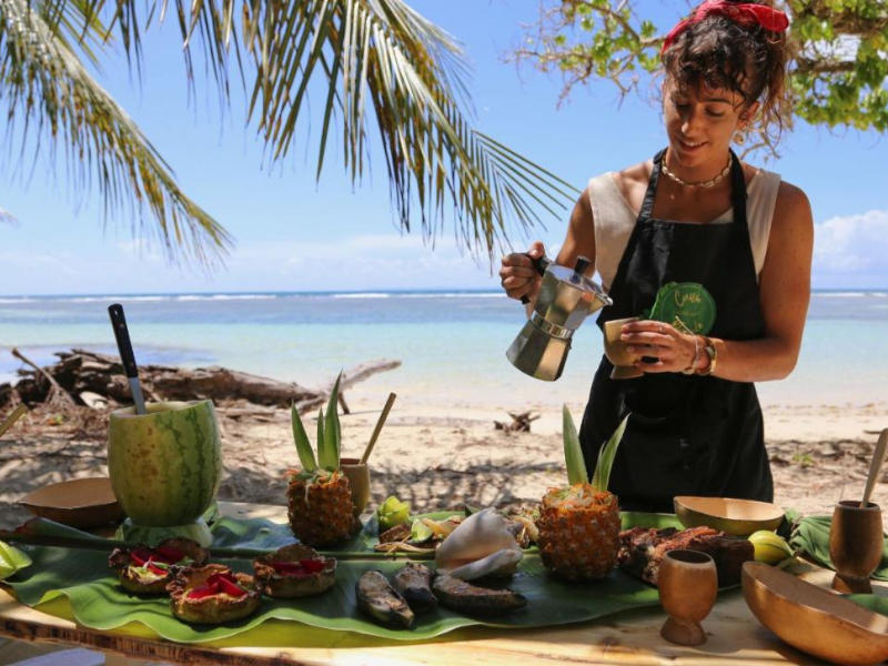 Atelier cuisine sur la plage en Guadeloupe